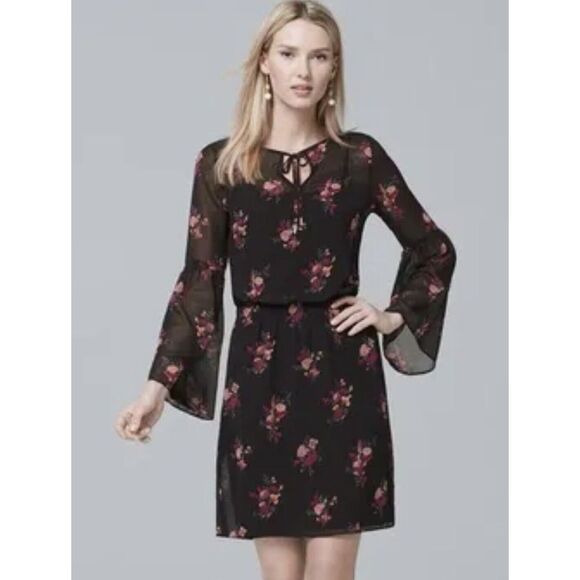 WHBM Bell Sleeve Floral Dress - Size M - Multicolored - Picture 1 of 10